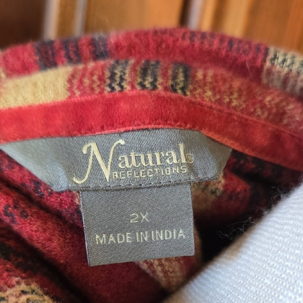 Naturals Reflections Rust Plaid Flannel Shirt - Grunge Western Button Up 2X - Picture 4 of 7